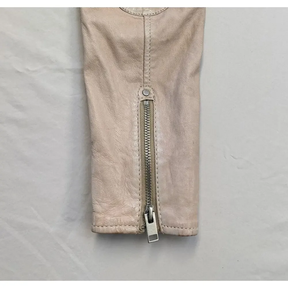 Mauritius Women's Sofia Lamb Leather Pale Pink Full Zip Jacket Women’s Size 8